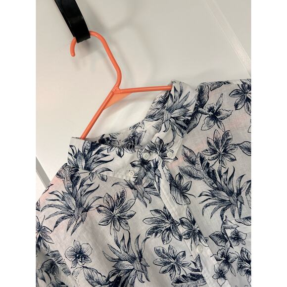 Onia Men's Floral Print Linen Button-Up Shirt Vacation White Blue Size‎ XXL - Picture 3 of 10
